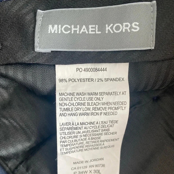 Michael Kors Classic Fit Flat Front Creased Stretch Pants Navy Men’s 34×30 EUC - Picture 8 of 9